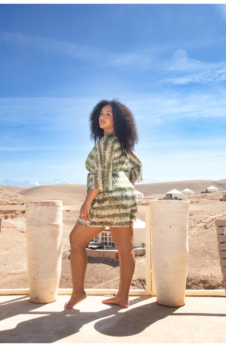 FASHION-SZN CURVE Textured Resort Playsuit With Belt, Alternate, color, Green