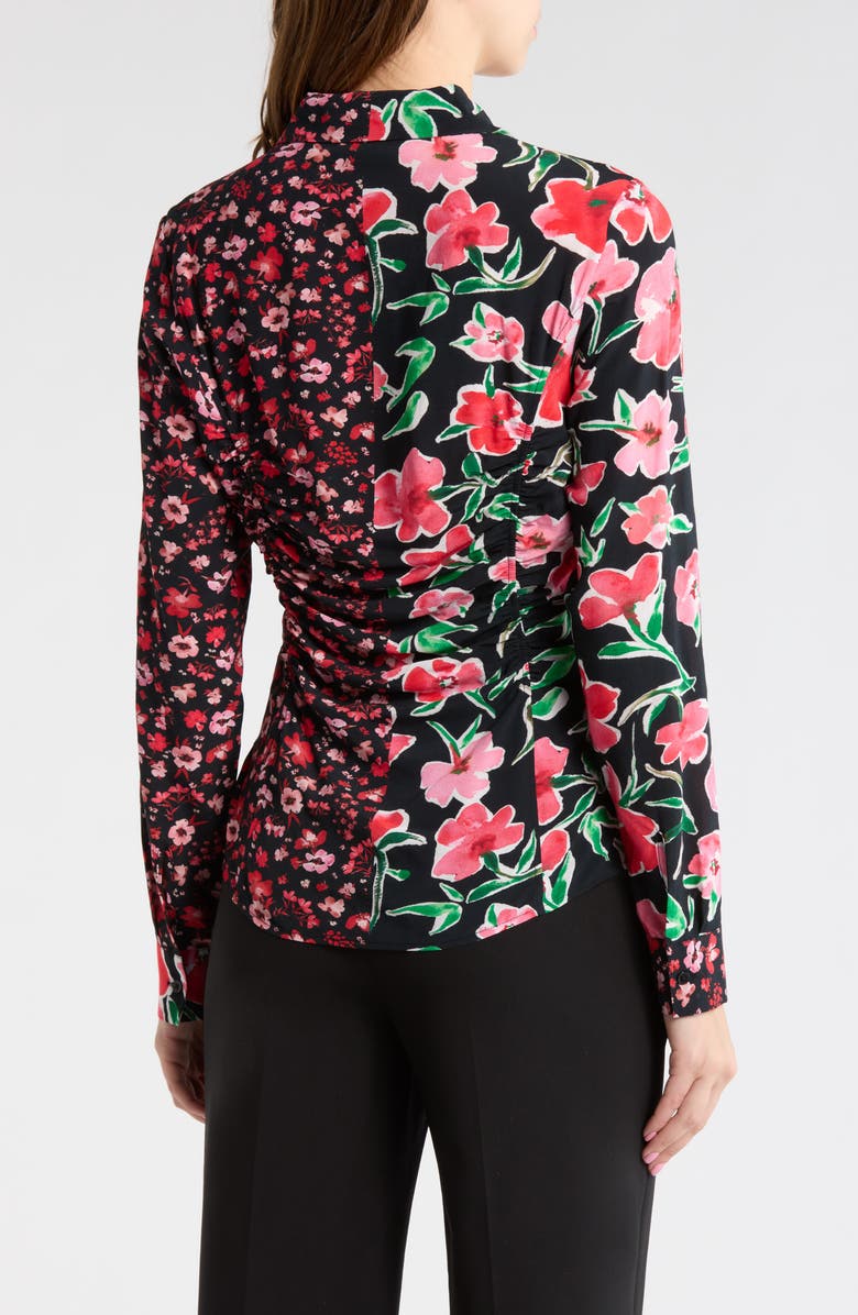 Desigual Floral Long Sleeve Button-Up Shirt, Alternate, color, Red