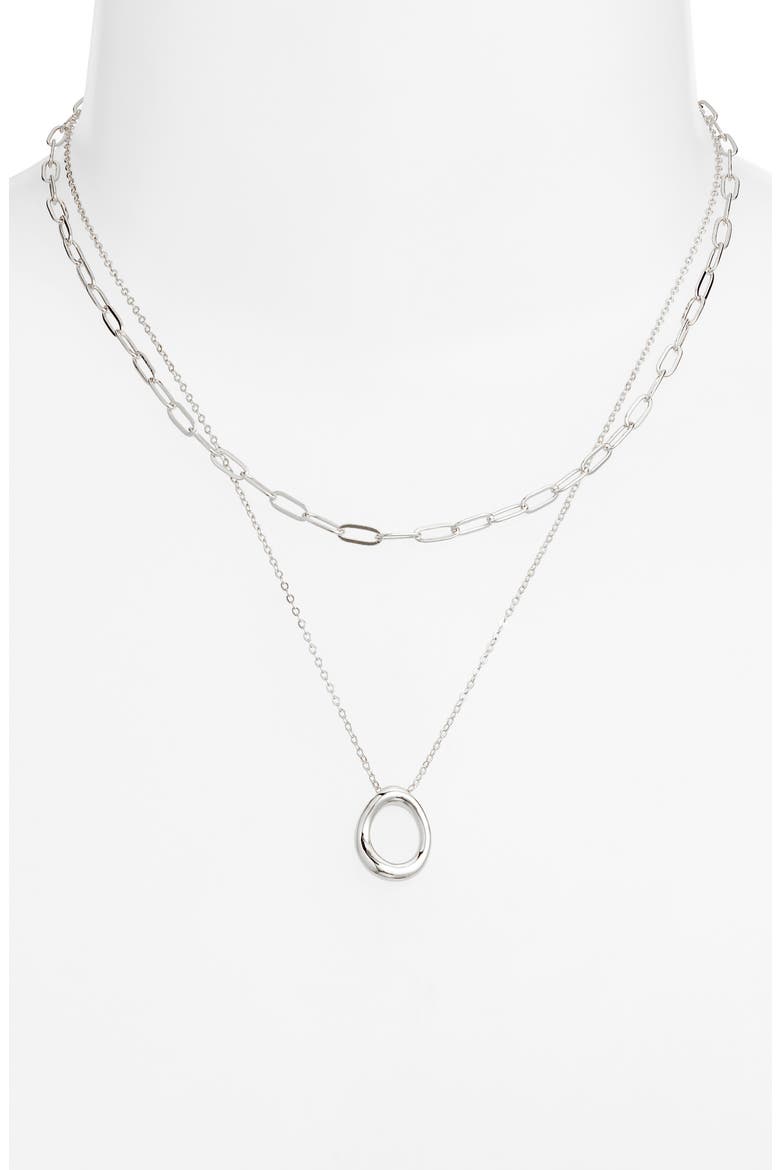 Demi Fine Paper Clip Pendant Necklace, Alternate, color, STERLING SILVER PLATED