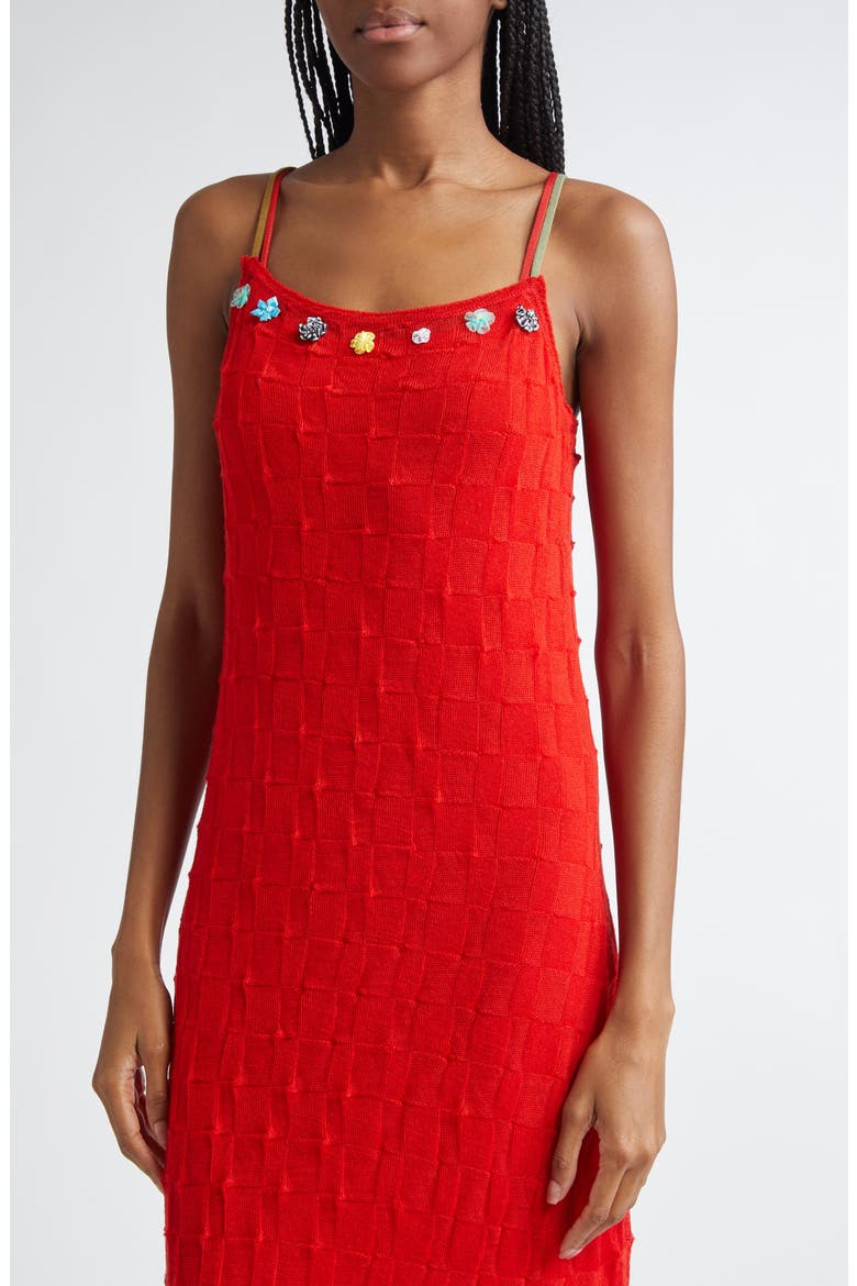 Borlor Floral Ribbon Wool Slipdress, Alternate, color, RED
