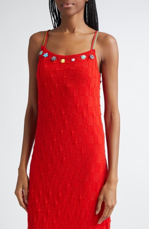 Yanyan Borlor Floral Ribbon Wool Slipdress In Red
