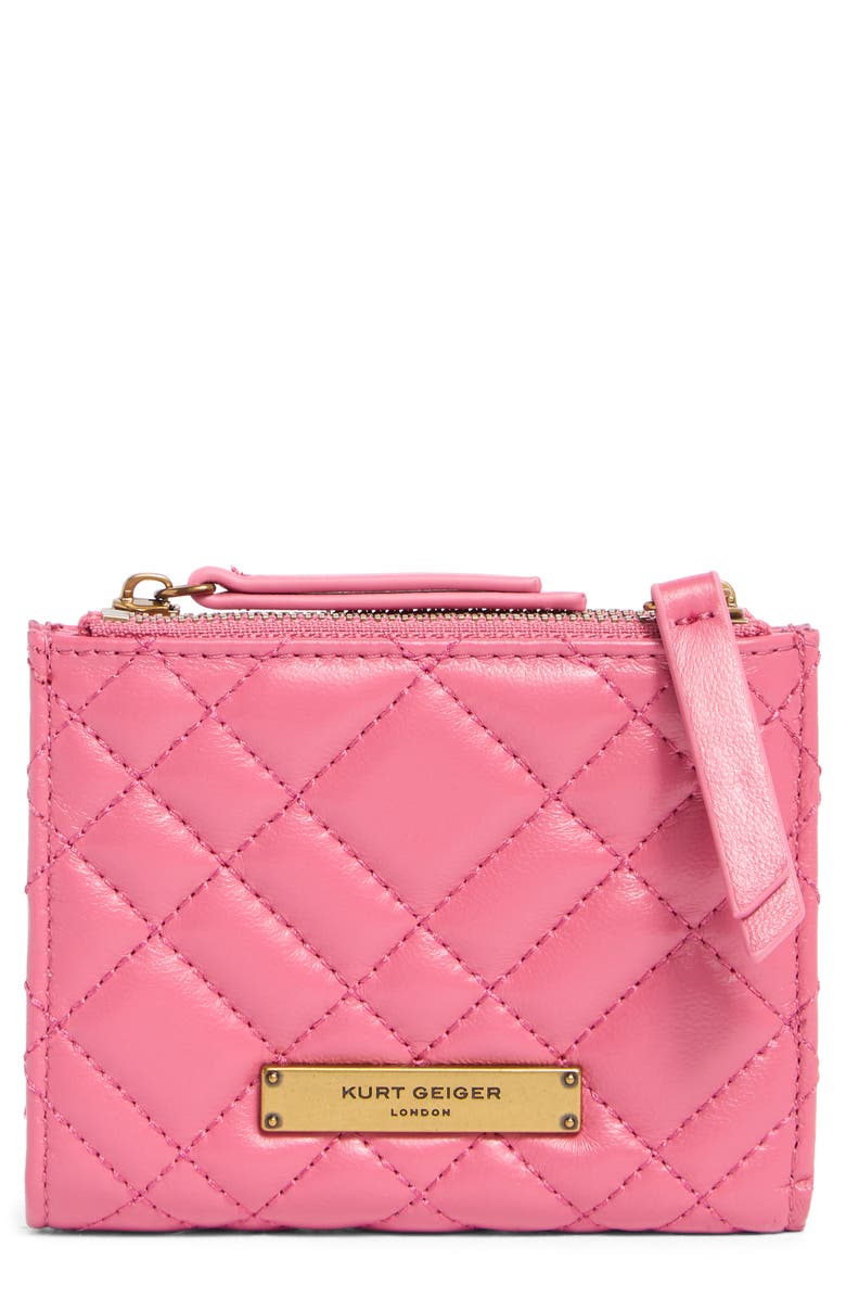 Kurt Geiger London Quilted Leather Mini Purse Wallet, Main, color, Pink