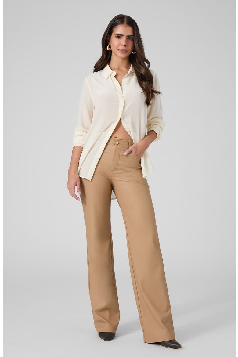 Cecilia Faux Leather Five Pocket Pants, Alternate, color, OPEN BEIGE