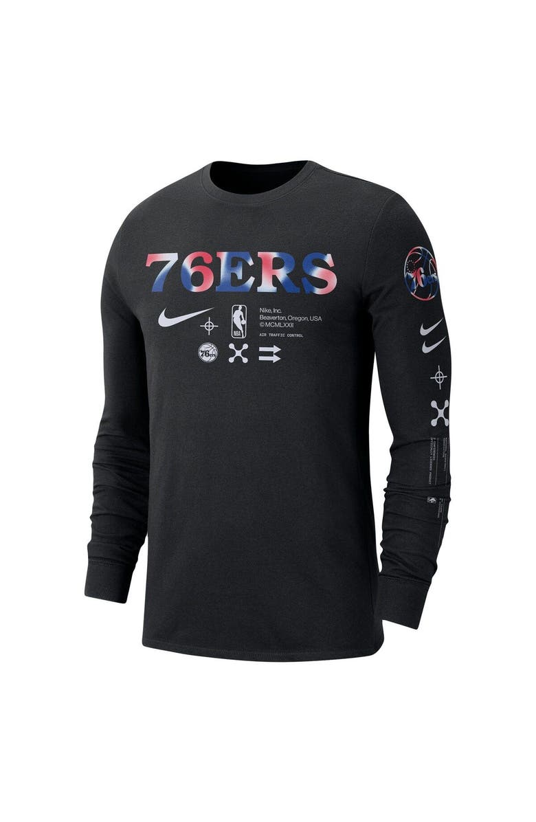 Nike Men's Nike Black Philadelphia 76ers Essential Air Traffic Control Long Sleeve T-Shirt, Alternate, color, Black