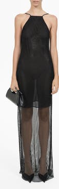 MANGO Crystal Mesh Maxi Dress