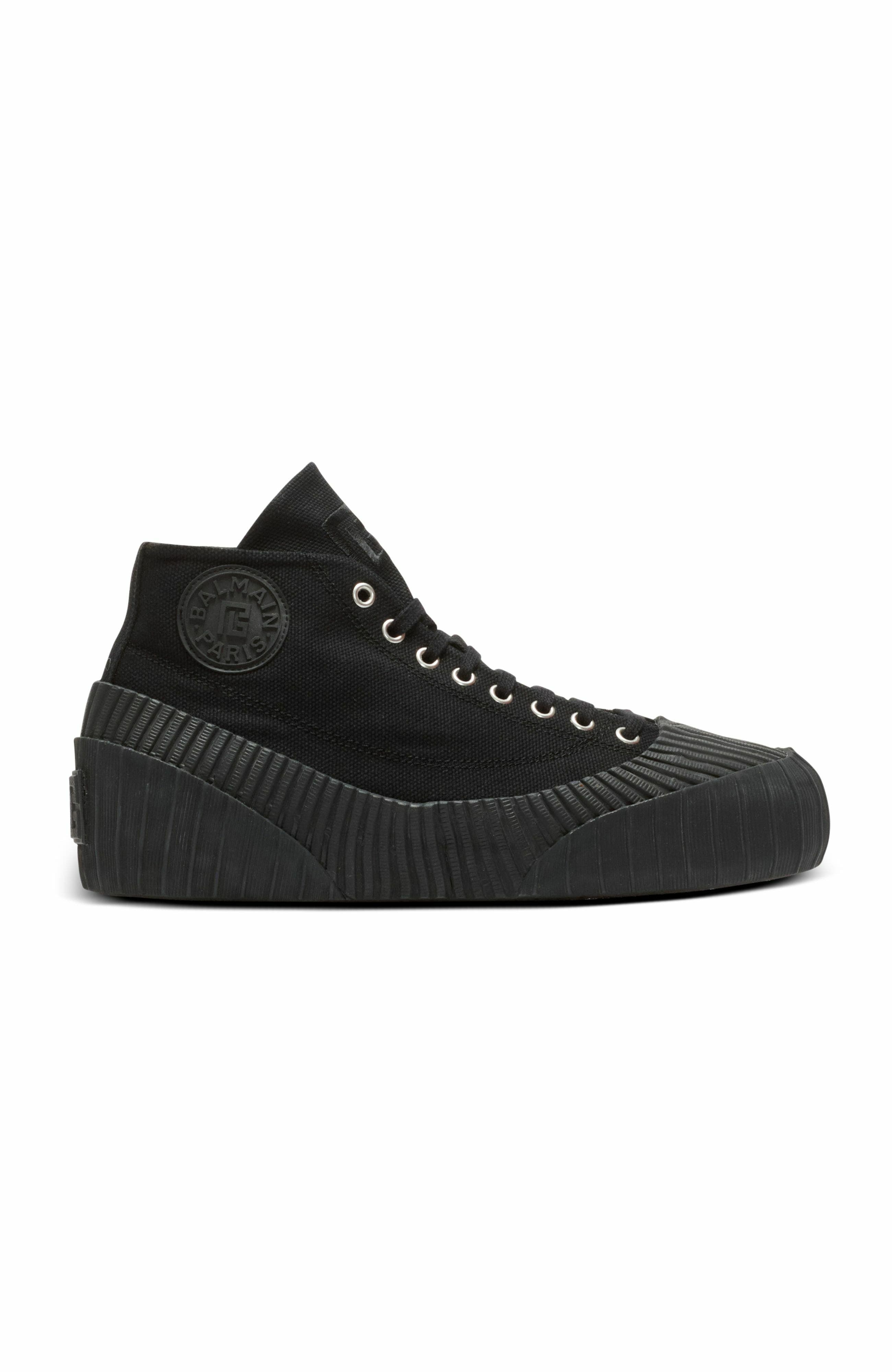 Balmain Riff Low Canvas Sneakers, Alternate, color, Black