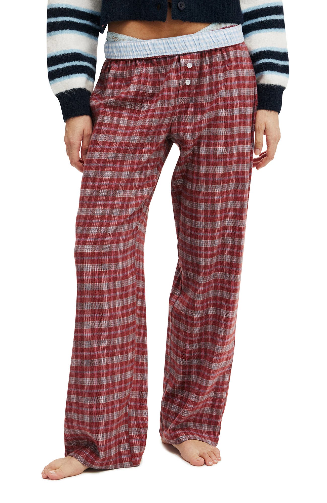 Warm Cherry  Navy Odie Check