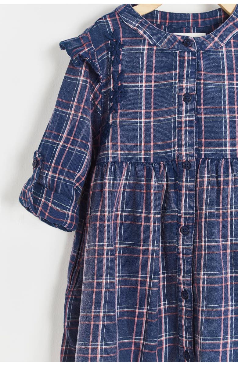 Babycottons Beli Flannel Ruffle Shirt Dress Berlin for Infant, Alternate, color, Blue