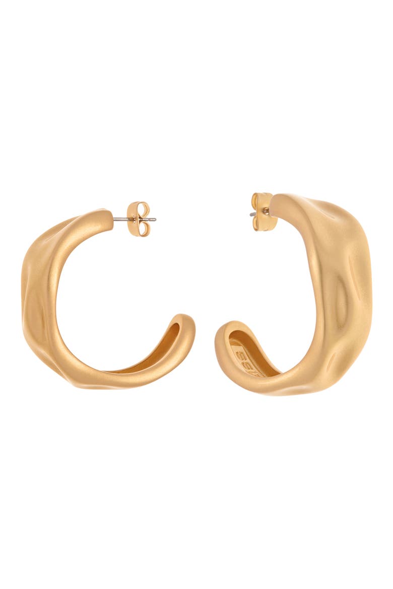 Halle Hammered Hoop Earrings, Main, color, GOLD TONE