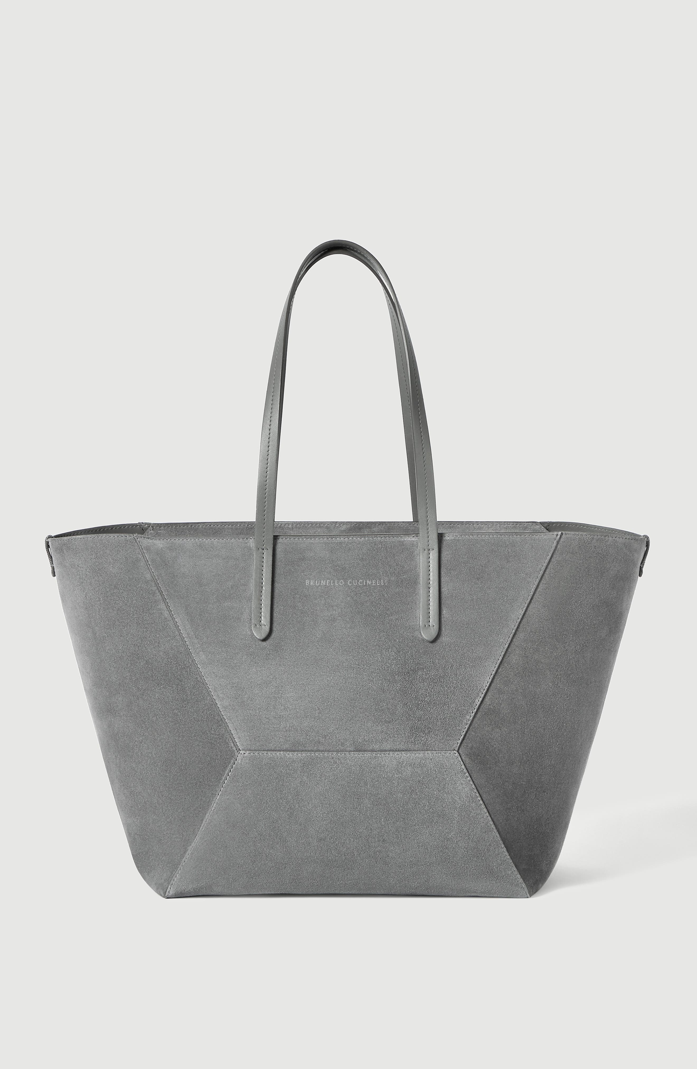 BC Duo bag in suede with monili, Main, color, Stone Grey
