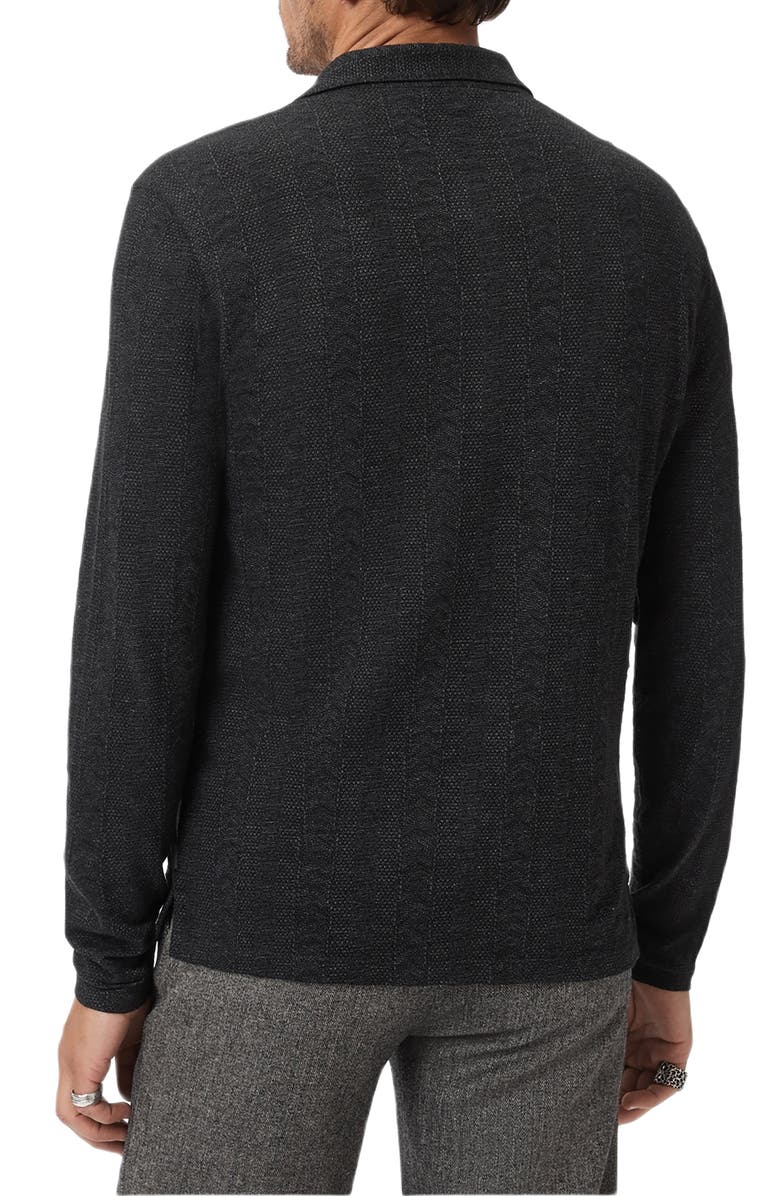 John Varvatos Jalen Three Color Marl Jacquard Long Sleeve Polo, Alternate, color, Black