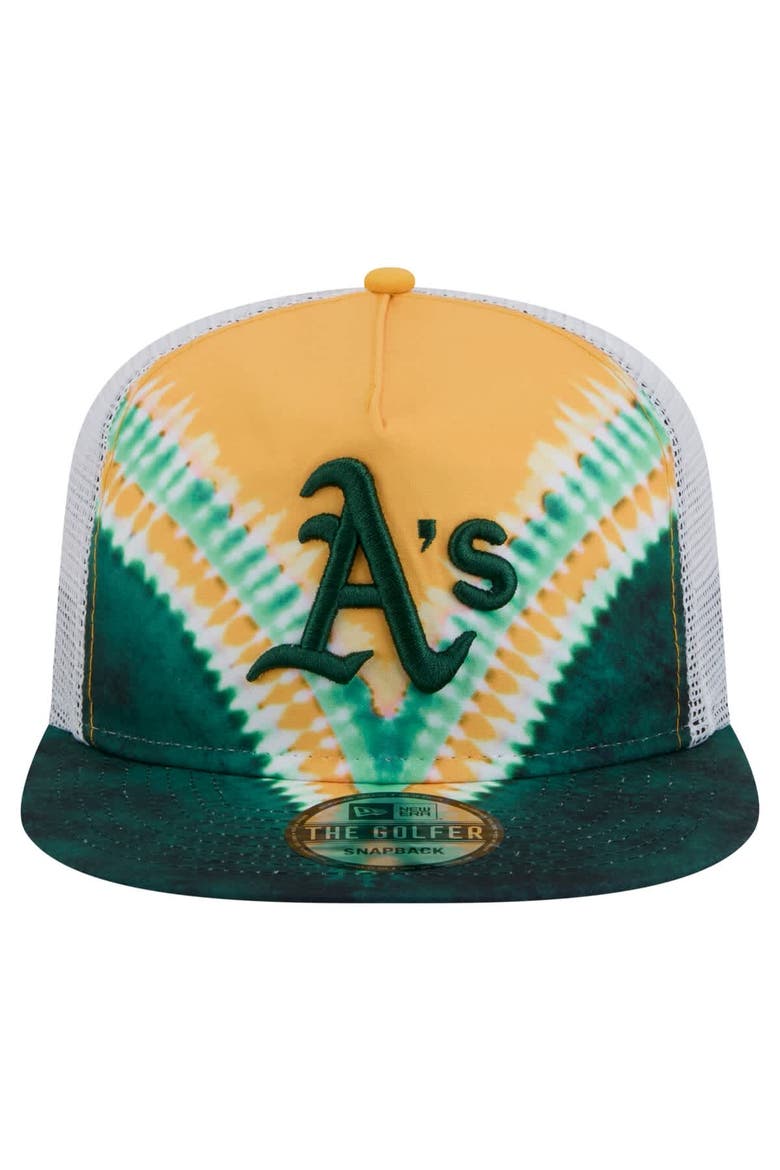 Men's New Era Athletics Tie-Dye Golfer Trucker Adjustable Hat, Alternate, color, Dark Green