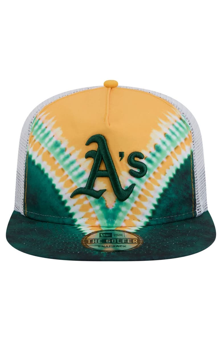 New Era Men's New Era Athletics Tie-Dye Golfer Trucker Adjustable Hat, Alternate, color, Dark Green