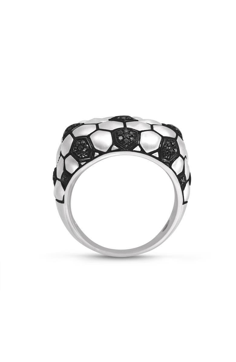 LuvMyJewelry Soccer Football Silver & Black Diamond Statement Men Ring, Alternate, color, Silver