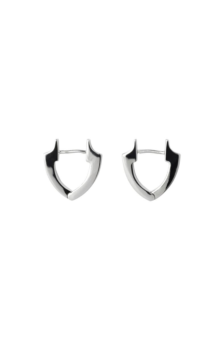 Burberry Shield Slim Earrings, Main, color, Silver