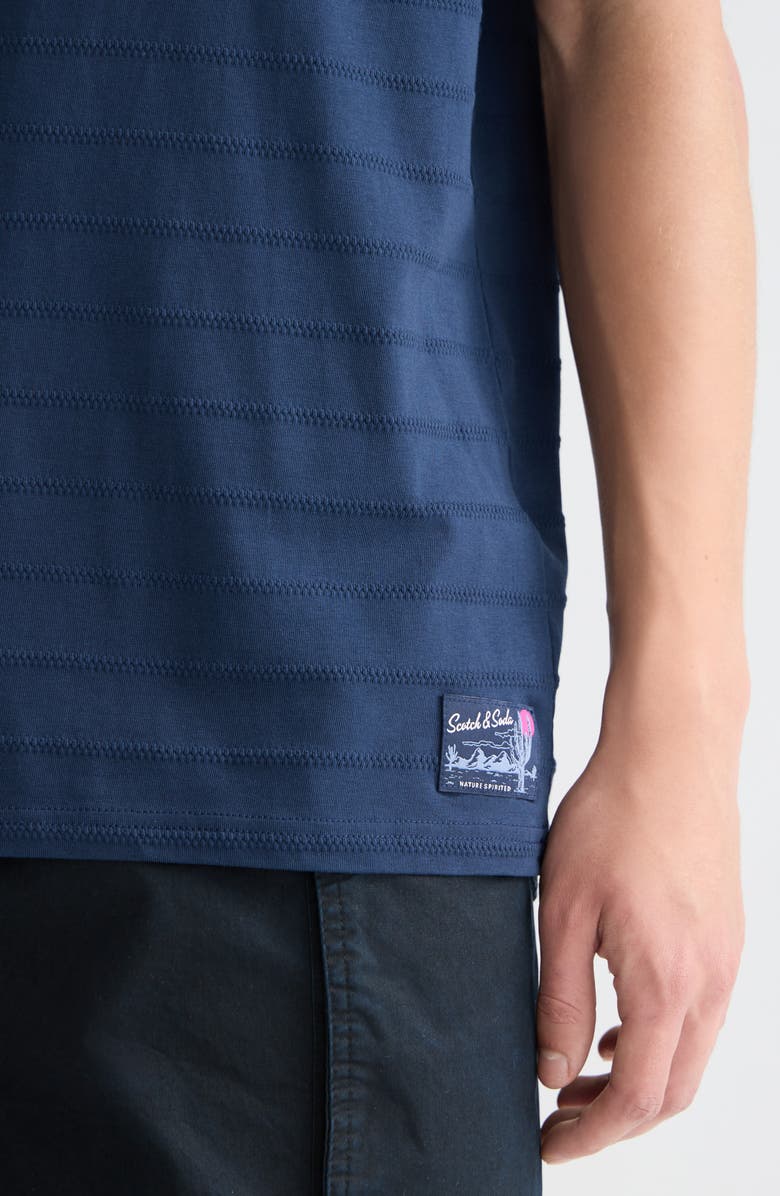 Scotch & Soda Structured Stripe Jacquard Stretch Cotton T-Shirt, Alternate, color, Pageant Blue