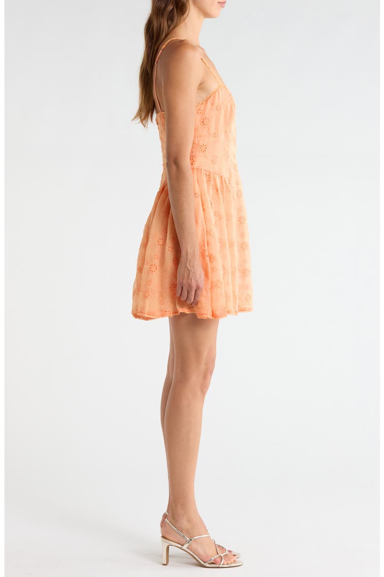 Eyelet Lace Fit & Flare Party Dress, Alternate, color, TANGERINE