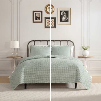 Gracies Gingham Cotton Quilt & Sham Set