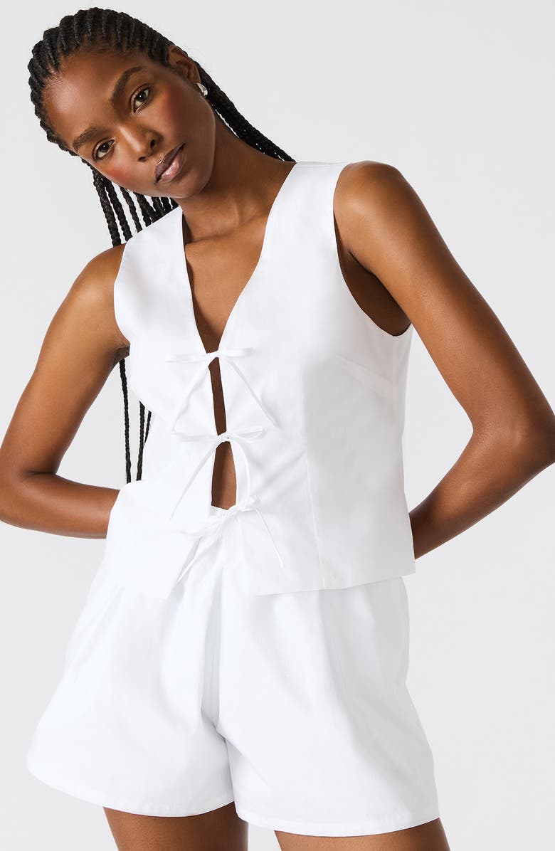 Steve Madden Aliza Tie Front Cotton Blend Top, Alternate, color, White