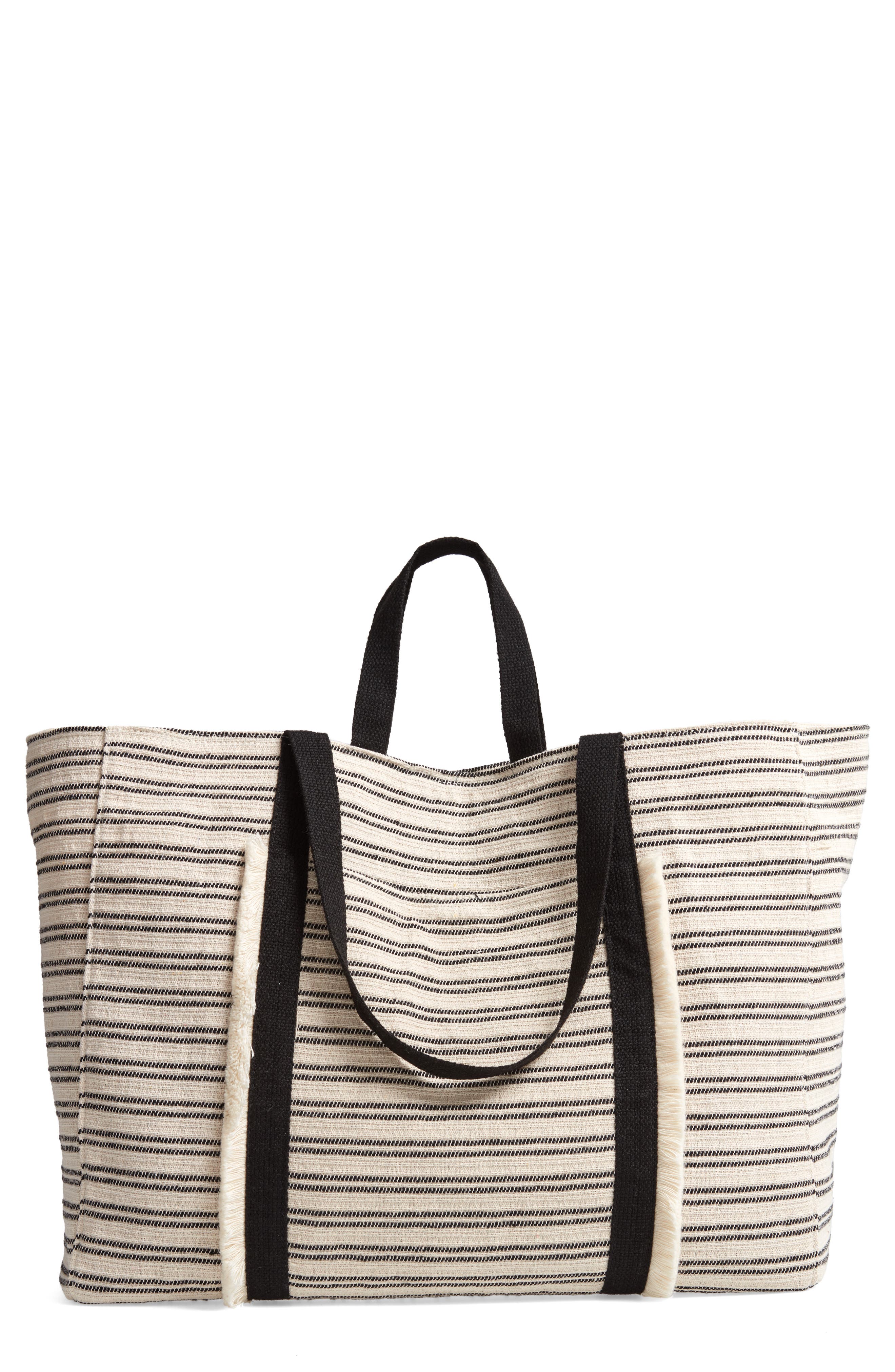 Violet Ray New York Stripe Canvas Weekend Bag, Main, color, 