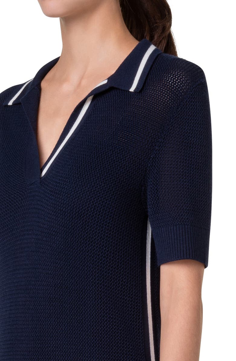 Akris punto Signature Tipped Polo Sweater Dress, Alternate, color,