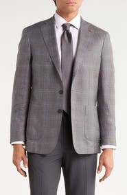 Peter Millar Crown Crafted Pearce Tailored Plaid Wool, Silk & Linen Sport Coat