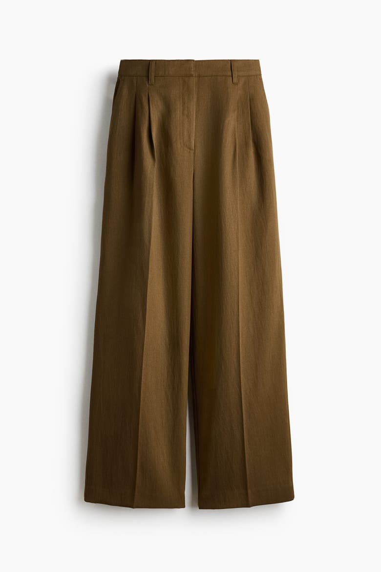 Linen-blend Dress Pants, Alternate, color, Dark olive green