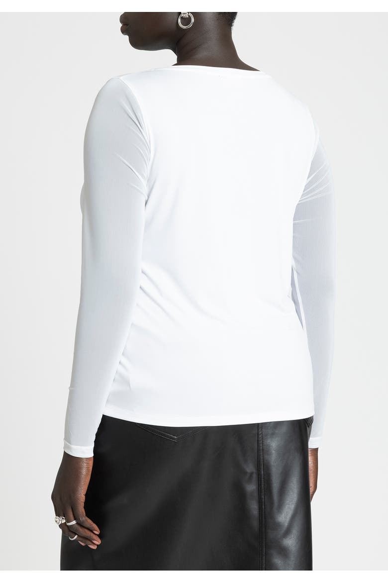 Sheer Sleeve Tee, Alternate, color, WHITE