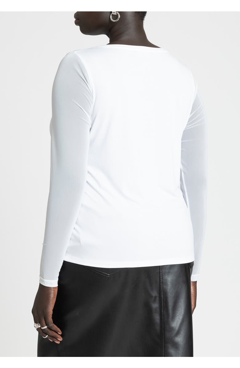 ELOQUII Sheer Sleeve Tee, Alternate, color, White