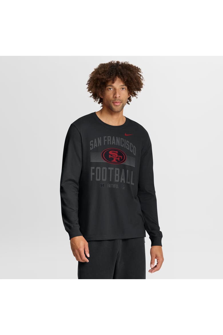 Men's Nike Black San Francisco 49ers Always Prepared Essential Cotton Long Sleeve T-Shirt, Main, color, Black