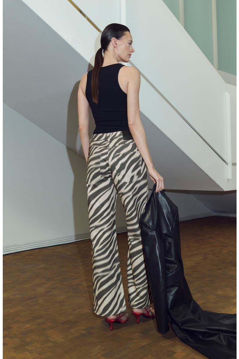 Zebra Print Straight Leg Jeans, Alternate, color, OFF WHITE