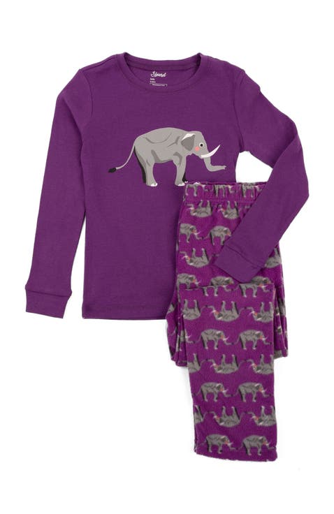 Kids Cotton Top & Fleece Pants Printed Holiday Pajamas (Toddler, Little Kid & Big Kid)