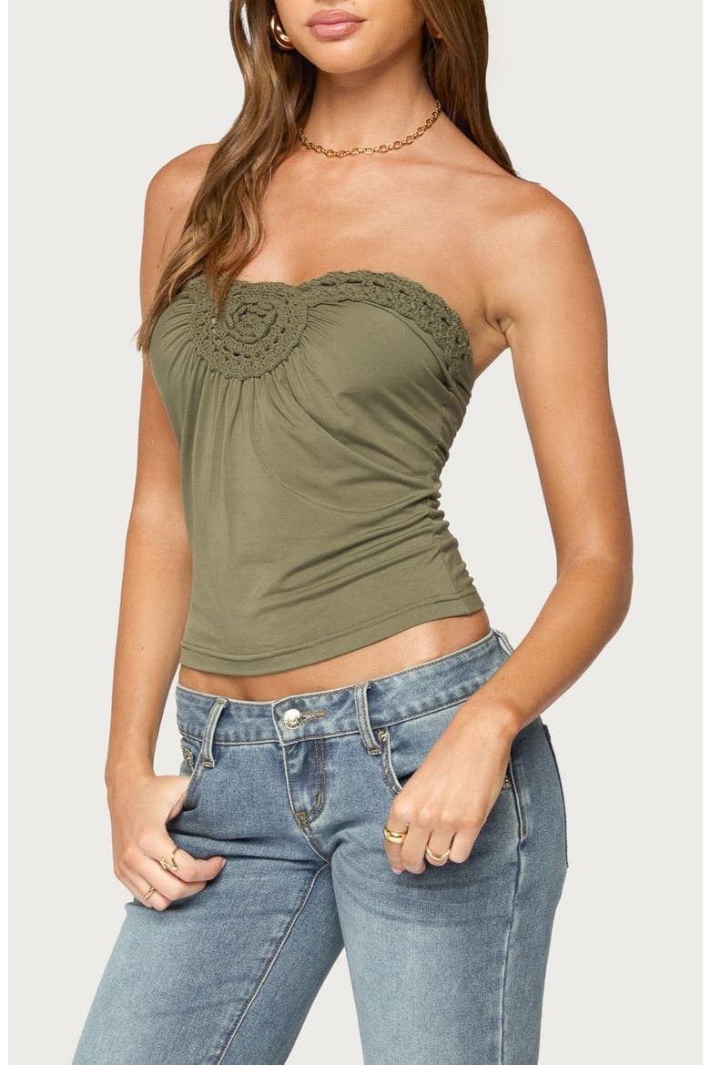 Ashlinn Crochet Strapless Top, Alternate, color, OLIVE