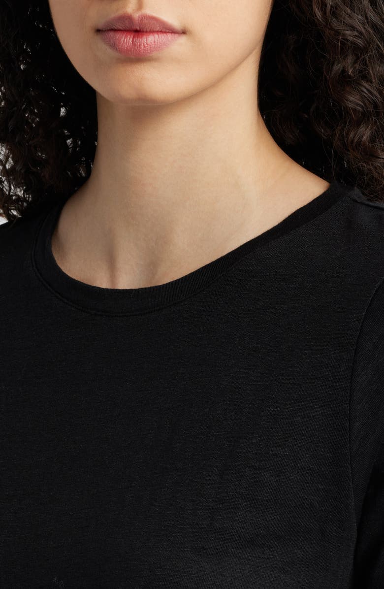 Eileen Fisher Crewneck Organic Linen T-Shirt, Alternate, color, Black