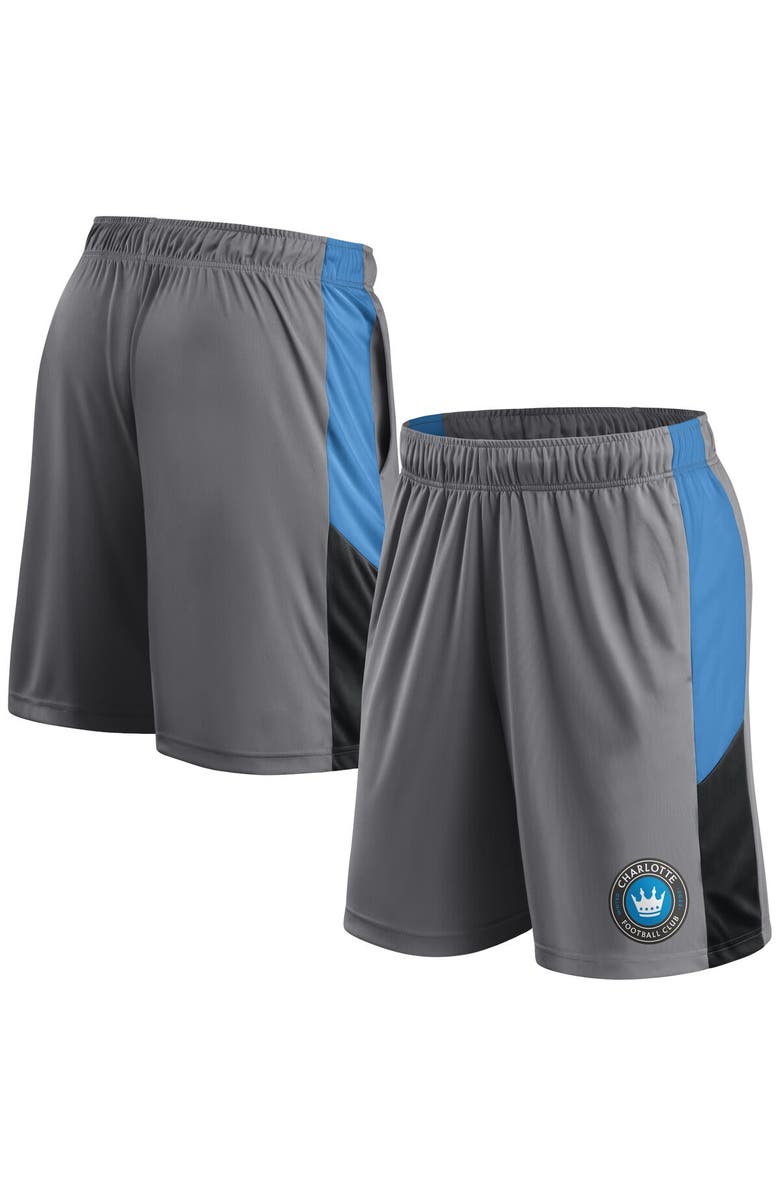 FANATICS Men's Fanatics Gray Charlotte FC Team Shorts, Main, color, 
