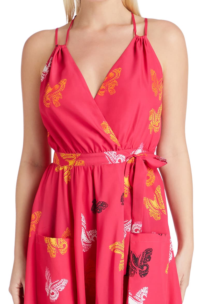 Amelia Maxi Wrap Crepe de Chine Cover-up Dress, Alternate, color, Fuscia