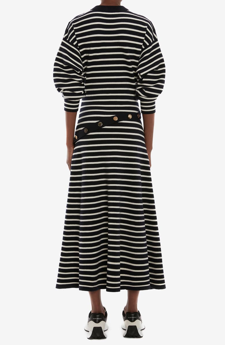 McQueen Alexander McQueen Stripe Puff Sleeve Dress, Alternate, color, 