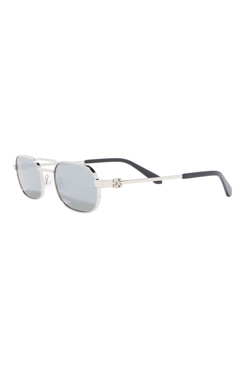 Vaiden 55mm Double Bridge Oval Sunglasses, Alternate, color, SILVER SILVER MIRROR