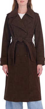 Sebby Faux Leather Trench Coat