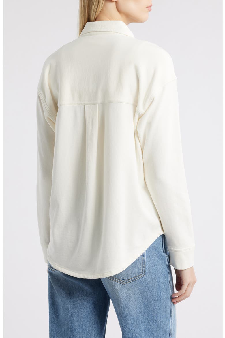 Tiera Cotton French Terry Button-Up Shirt, Alternate, color, VANILLA CREAM