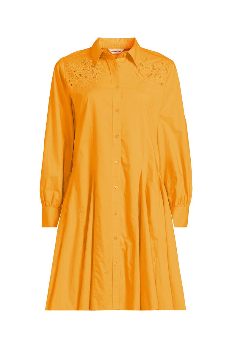 Poplin Button Front Dress with Godets, Alternate, color, Sweet Mango