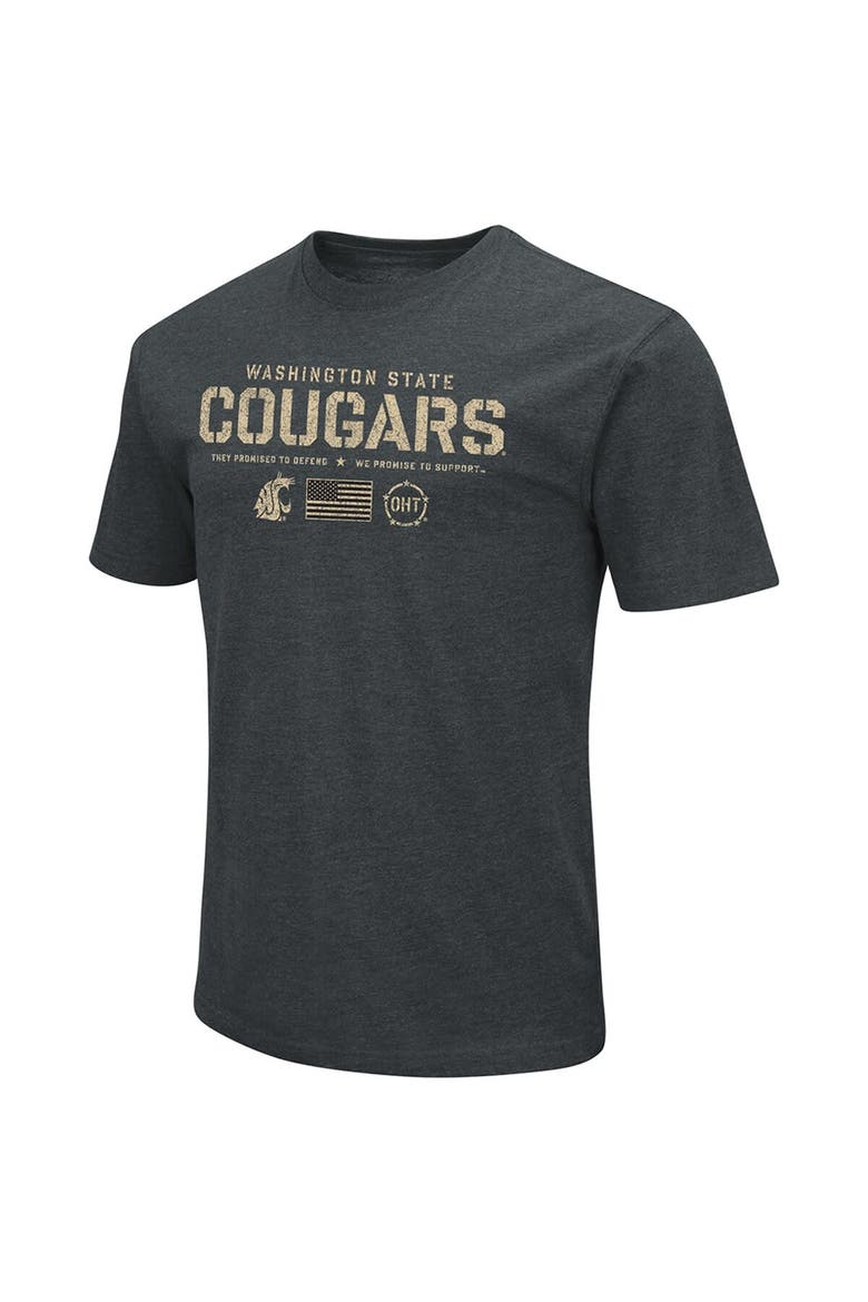 Men's Colosseum Heathered Black Washington State Cougars OHT Military Appreciation Flag 2.0 T-Shirt, Alternate, color, Heather Black