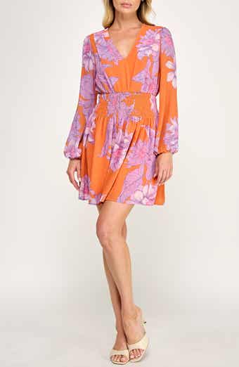 Smocked Waist Long Sleeve Minidress
