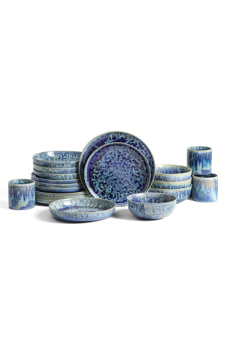 Hanami Stoneware 20-Piece Dinnerware Set, Main, color, Blue