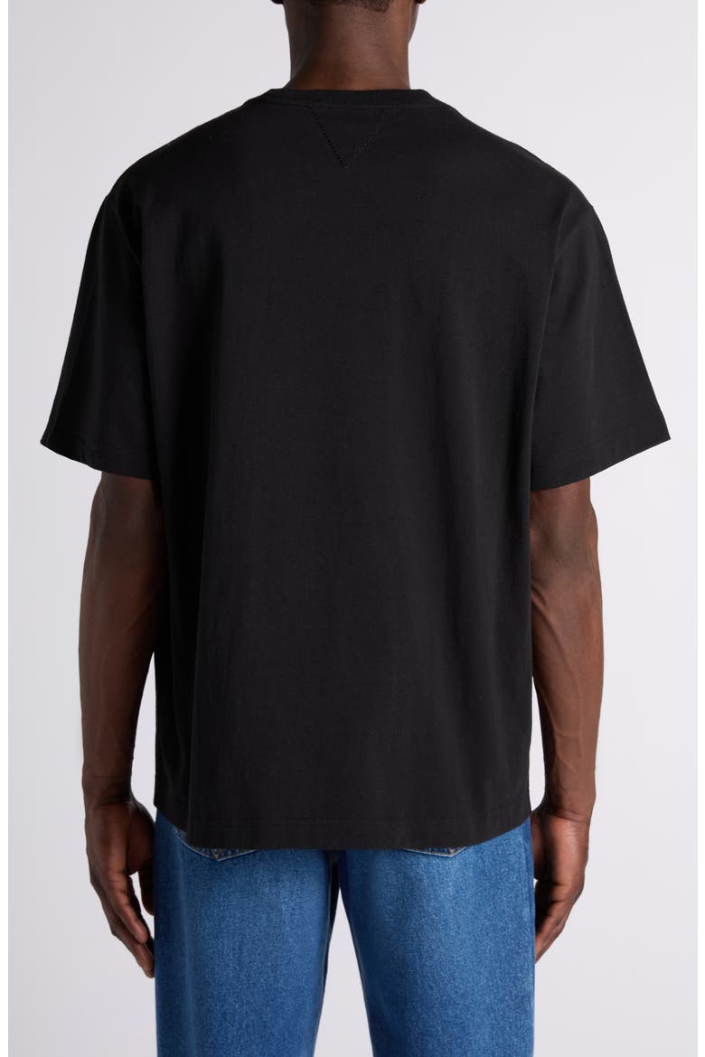 Face Embroidered Cotton Jersey T-Shirt, Alternate, color, 1010 DOUBLE BLACK