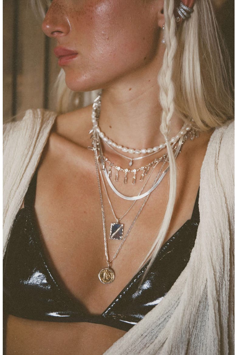 Night Sky Cubic Zirconia Necklace, Alternate, color, SILVER