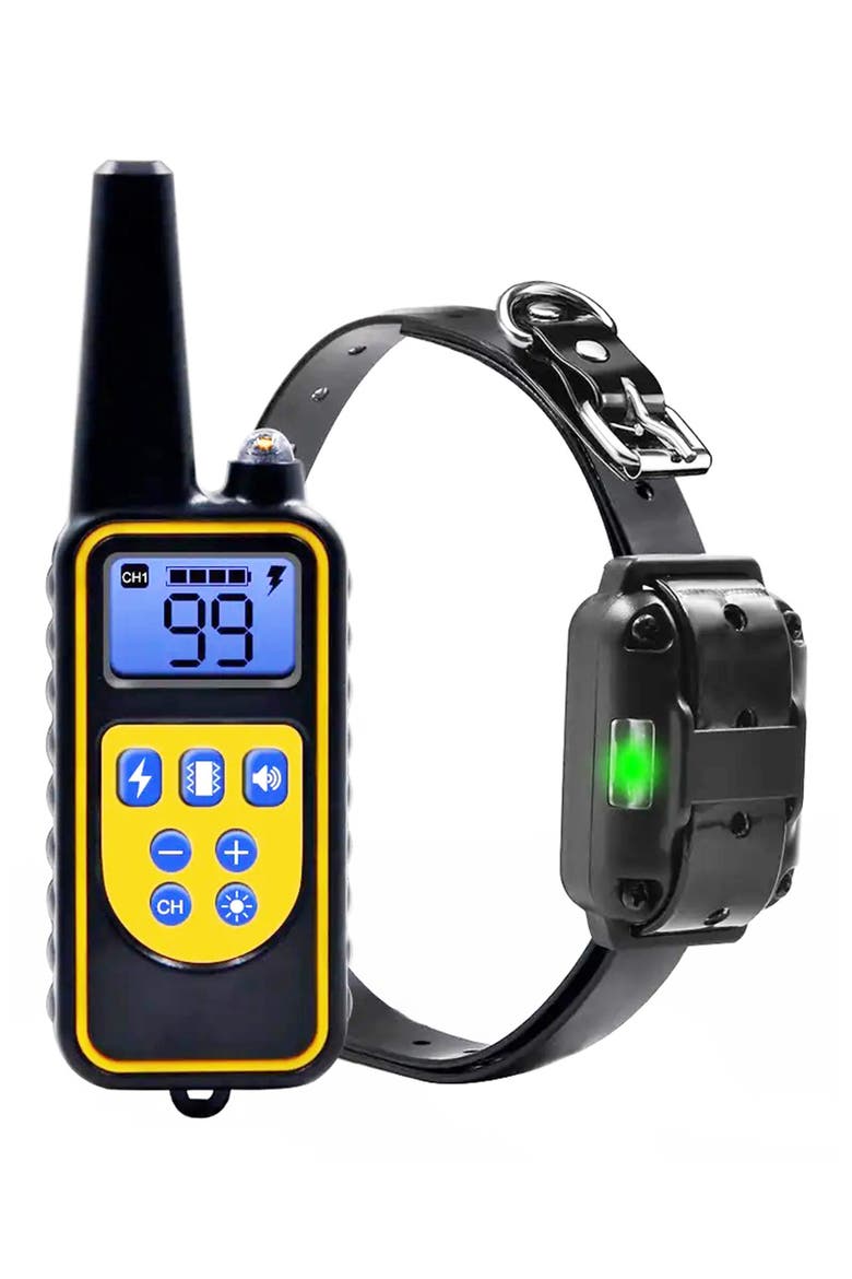 Barkshield LED 1-to-3 Dog 900-Yard Range 7-Level Vibration and Sound Training Dog Collar, Main, color, ORANGE/ BLACK