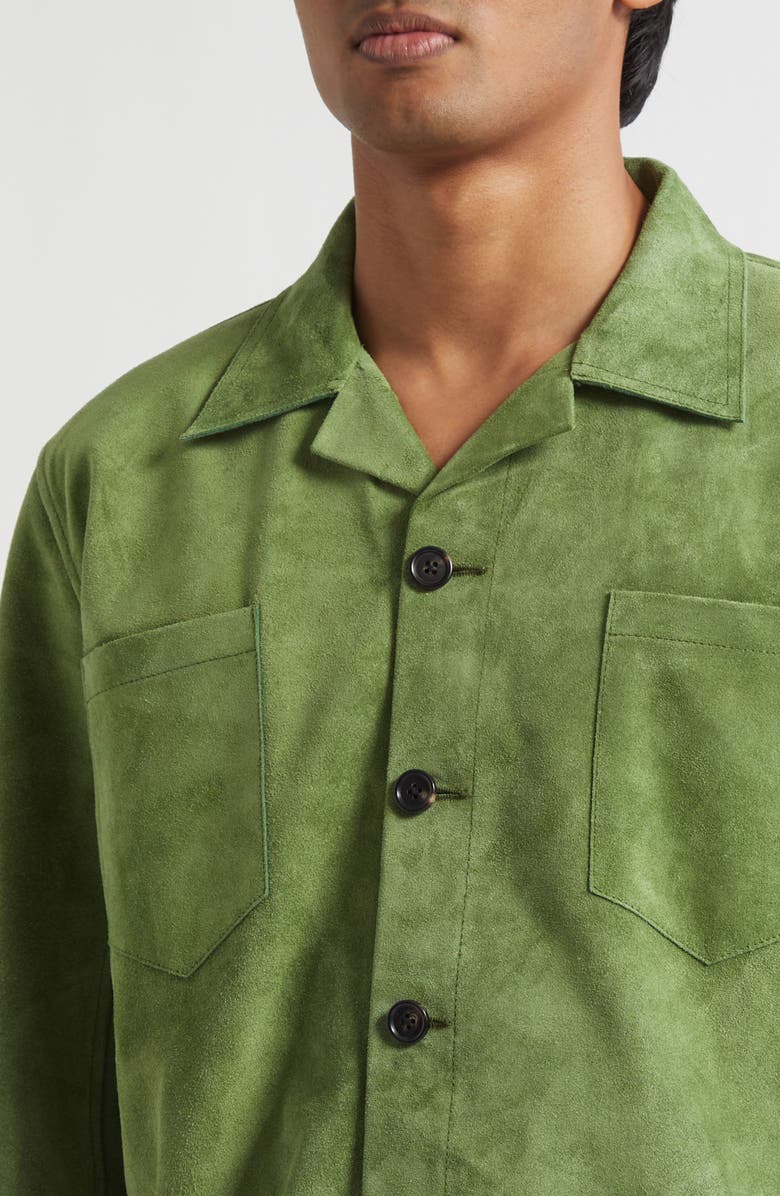 Bode Suede Overshirt, Alternate, color, Green