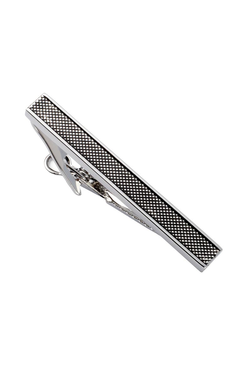 Antique Dotted Center Tie Bar, Main, color, SILVER