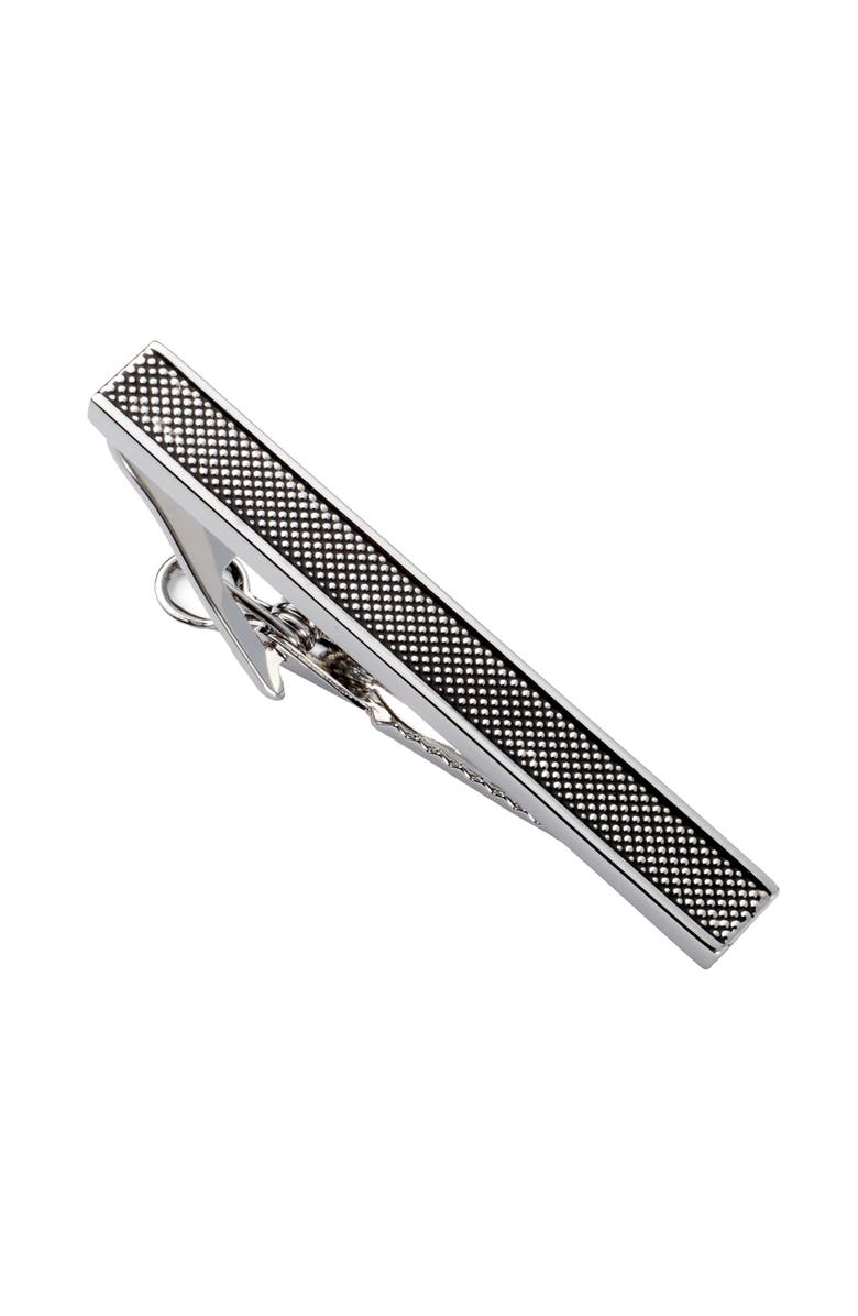 Link Up Antique Dotted Center Tie Bar, Main, color, Silver